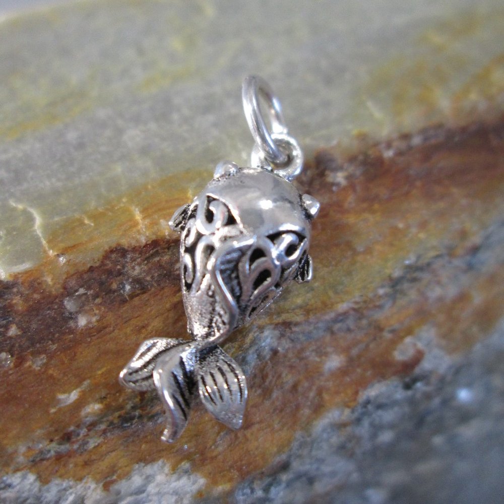 Sterling Silver Bracelet Charm GOLDFISH Filigree